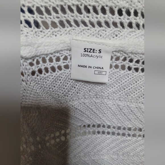 White Open-Front Cardigan Sweater. Size S. NWOT - Picture 6 of 6